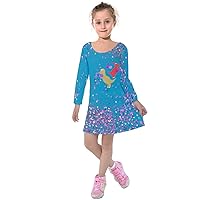 PattyCandy Girls Dinosaur Heart Patterns Kids Long Sleeve Velvet Dress - 6