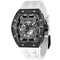 TSAR BOMBA Men's Automatic Watch - Luxury Tonneau Watch - Sapphire Glass - 50 m Waterproof - Fluororubber Strap