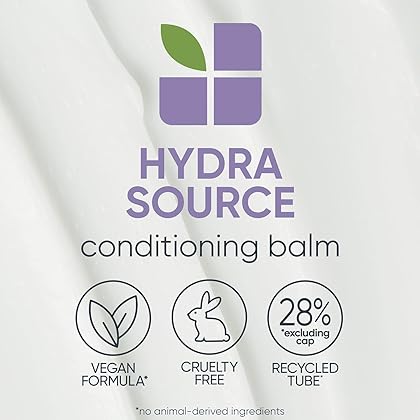 Biolage Hydra Source Conditioning Balm | Deep Conditioner | Hydrates, Nourishes & Repairs Dry, Damaged Hair | Moisturizing | Vegan & Sulfate-Free | For Medium To Coarse Hair