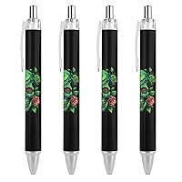 Flower Skull Ballpoint Pens Black Ink Ball Point Pen Retractable Journaling Pen Work Pens for Men Women Office Supplies 4 PCS