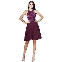 SABridal Women's Short Chiffon Bridesmaid Dress with Lace Prom Party Dresses