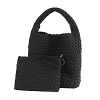 Fashion Tote Satchel Ladies Woven Hobo Handbags Adjustable Shoulder Bucket Bag Top-handle with Purse for Women