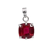 Cut Red Ruby 925 Sterling Silver cushion Shape Pendant Prong Setting Pendant Red Pendant Gift For Christmas
