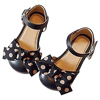 Girls Dress Shoes Cute Bow Mary Jane Shoes Ballerina with Satin Ankle Tie for Wedding Birthday Party