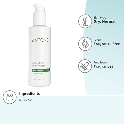 Glytone Exfoliating Body Wash - 8.8 Free Acid Value Glycolic Acid - Keratosis Pilaris - Smooth Rough & Bumpy Skin - Oil & Fragrance-Free