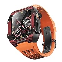 SCRUBY Luxuriöses Uhrenarmband aus Kohlefaser, Kohlefaser-Armband und Gummi-Uhrenarmband für Apple Watch 8, 7, 6, SE, 5, 4, 44/45 mm, Nachrüstung