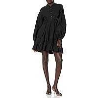The Kooples Women's Long-Sleeved Shirt Dress with Buttons on Chest, Black, Small
