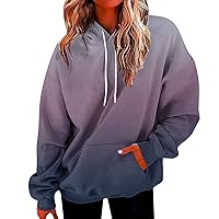 Fall Hoodies For Women 2023, Women's Fashion Loose Casual Daily Long Sleeve Gradient Patchwork Sweatshirts Top