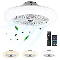 Izrielar 80 W Ceiling Fan with Lighting Remote Control and App, LED Dimmable Ceiling Light with Fan, 6 Levels Wind Speed, 3 Colour Temperatures, Timer for Bedroom, Living Room