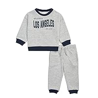 Splendid Kids Boy's Los Angeles Sweatshirt Set, Light Heather Grey, 3-6M