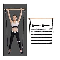Pilates Bar Kit Portable Pilates Bar Kit with Foot Loop - Core Strength Fitness Gym Resistance Band Bar Kit - Ideal for Home Total Body Workout, with 6 Drawstrings