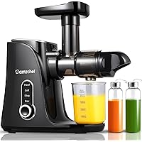 amzchef Masticating Juicer, Slow Juicer Extractor, Cold Press Juicers with Quiet Motor/Reverse Function, Slow Masticating Juicer Machines with Brush, for High Nutrient Fruit & Vegetable Juice