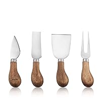 True Gourmet Cheese Tool Set, Stainless Steel with Wood Handles, Cheese Knives, Cheese Forks, 2.25 Inch Handles, Set of 4