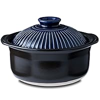 Ginpo Touki Ginpo Pottery Ginpo Chrysanthemum Flower Rice Pot, 3 Cuisine, Double Lid, Rice, Earthenware, Compatible with Direct Fire, Lapis Glaze, Blue, Made in Japan