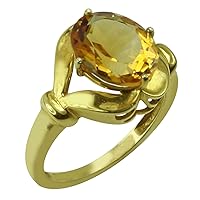 Citrine Oval Shape 3.36 Carat Natural Earth Mined Gemstone 10K Yellow Gold Ring Unique Jewelry for Women & Men
