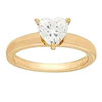 14K Yellow Gold Plated 6-Prong Heart Shape Solitaire Diamond Cz Engagement Promise Statement Anniversary Bridal Wedding Ring (1 Carat D Color VVS1 Clarity)