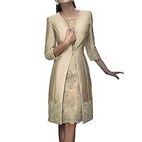 H.S.D Satin Mother of The Bride Dress Appliques Short Formal Gowns with Jacket