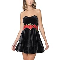 B. Darlin Womens Juniors Velvet Mini Cocktail and Party Dress Black 1/2