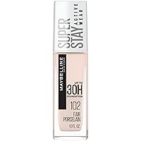 Super Stay Full Coverage Liquid Foundation Active Wear Makeup, Up to 30Hr Wear, Transfer, Sweat & Water Resistant, Matte Finish, Fair Porcelain, 1 Count