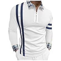 Mens Long Sleeve Polo Shirts Casual Slim Fit Stylish T-Shirts Basic Business Polos Quick Dry Athletic Shirt Tops