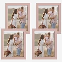 Renditions Gallery Photo Frames 8x10 inch Picture Frame Set of 4 High-end Modern Style, Made of Solid Wood and High Definition Glass Ready for Wall and Tabletop Photo Display, Pink Frame (8