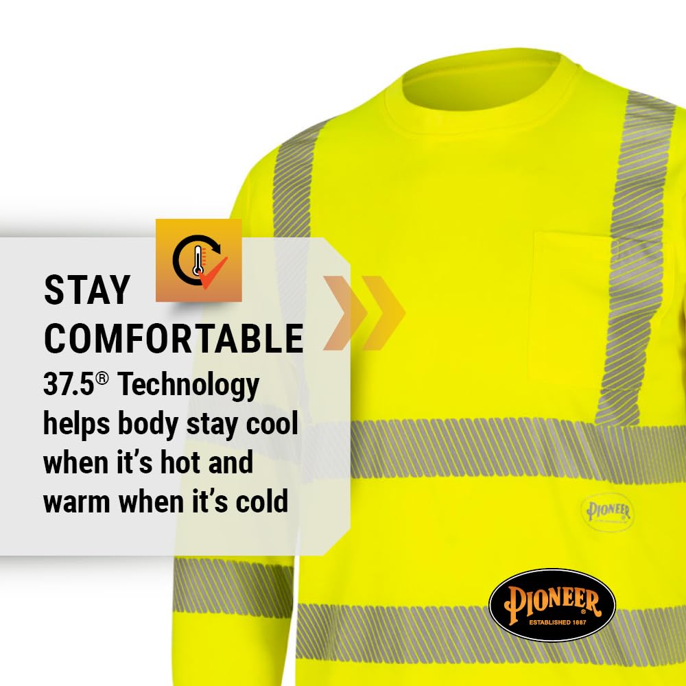 Pioneer Hi Vis Long Sleeved Cooling Shirt - Breathable, Lightweight, Quick Drying
