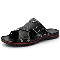 flip flop,Leather Slides Slippers Men Summer Fashion Casual Slip On Shoes Flat
