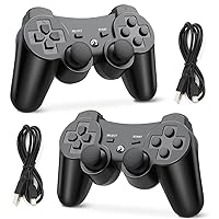 Wireless Controller for PS3, Controller for Playstation 3, Wireless Bluetooth Gamepad with USB Charger Cable for PS3 Console, 2 Pack(Black)
