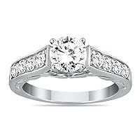 AGS Certified 1 1/2 Carat TW Diamond Ring in 14K White Gold (H-I Color, I1-I2 Clarity)