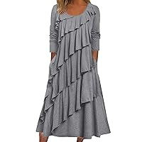 Green Dress Women Sexy Going Out,Women's Casual Dress in Solid Color Fold Decorated Layer Cake Hem Maxi Dresses