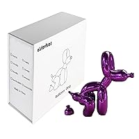 Squat Balloon Dog Statue, Resin Sculpture Home Decor, Modern Desk Office Home Decoration Accessories for Living Room Animal Figures (Purple, 3.7 * 3.7 * 1.6)
