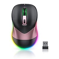 PEIOUS Wireless Mouse, Mouse Jiggler for Laptop - LED Mouse Rechargeable Computer Mouse Mover Undetectable Random Movement with On/Off Button Keeps Computer Awake - Rose Gold&Black