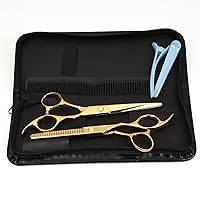 Professional Hair Cutting Scissors Set, Hair Scissors, Thinning Shears, 6.0 Inch Hairdressing Shears Set, for Barber, Salon, Home,Metallic