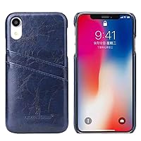 iPhone XR Case,Retro Luxury Card Slots PU Leather Backcover Case Cover for iPhone XR 6.1inches (Blue)