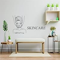 Elegant Skincare Wall Decal - Removable PVC Sticker with 'Love The Skin You're in' Quote - Perfect for Beauty Salon or Spa Decor - Create a Serene Atmosphere - 35