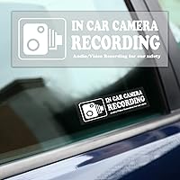 4 Pcs Camera Audio Video Recording Window Cars Stickers, in Car Camera Recording Sticker for Rideshare, Van, Truck, Taxi, Maxi Cab, Bus, Coach Drivers, White 2 x 6 inch, Adhesive Window Sticker Decal