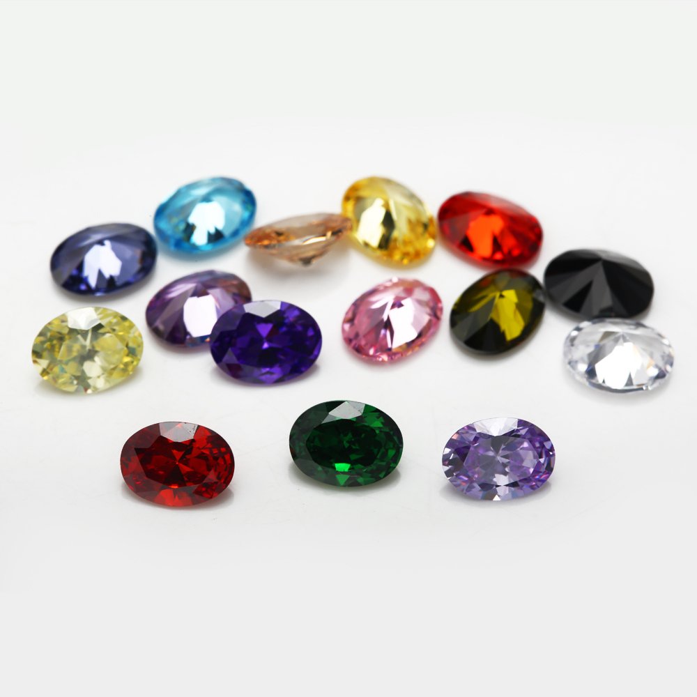 JINGANGZUO 5x7mm Oval Shape Cubic Zirconia Stone Loose CZ Stones for Jewelry Making (1pcs Per Colors,Mix 15 Color,Total 15pcs)