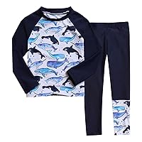 Toddler Boys Swimsuit Kids Surf Bathing Suit Long Sleeve Swim Shirts Long Pants Two Pieces Set