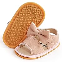 LAFEGEN Baby Girl Summer Sandals Non Slip Soft Sole T-Strap Infant Toddler First Walkers Crib Dress Shoes 3-18 Months 07 Pink, 3-6 Months Infant