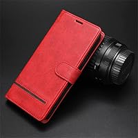 PU Leather Phone Case for Samsung Galaxy S23 S22 S21 S20 FE Ultra S10 S9 S8 Plus S7 Wallet Flip Cards Business Shock Cover,red,for Galaxy S21 FE