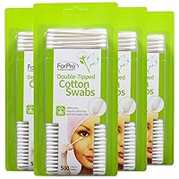 ForPro Double-Tipped Cotton Swabs, 100% Lint-Free Biodegradable Cotton, for Sensitive Skin, 500-Count (Pack of 4)