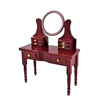 Melody Jane Dollhouse Mahogany Dressing Table with Cameo Mirror 1:12 Bedroom Furniture