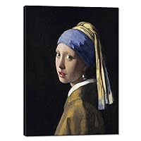 Wieco Art The Girl with a Pearl Earring by Jan Vermeer Oil Paintings Reproduction Canvas Print HD Prints Artwork for Home & Office Decoration