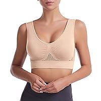 Womens Cutout Compression Sports Bras for Women Comfortable Workout Eyelet Supportive Wireless Cropped Sporty Solid