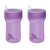 NUK Everlast Weighted Straw Cup, Super-Durable Leakproof Toddler Spill Proof Sippy Cup, Purple, 10 Oz, Pack of 2 – BPA Free, Spill Proof Sippy Cup