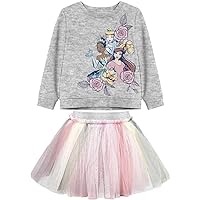 Girls Princess Ariel Tiana Cinderella Sweatshirt and Tutu Skirt Set