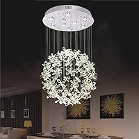Modern Crystal Chandelier Restaurant Ceiling Lamp Round Crystal Lamp Living Room Bedroom Ceiling Lamp Simple Creative Personality Ball Staircase Lamp 9 Light 60 80cm Ceiling Lights
