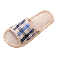 Furry Slippers for Men Gingham Home Slippers Indoor Floor Flat Shoes Mens Corduroy Slippers Size 14