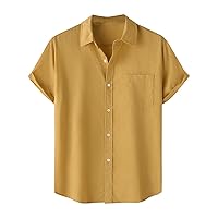 Trendy Summer Shirt Tops for Men,Men's Hawaiian Beach Shirts Short Sleeve Button Down T-Shirt Loose Casual Tees