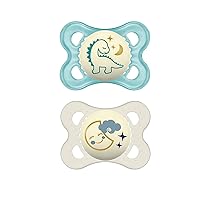 MAM Original Day & Night Baby Pacifier, Nipple Shape Helps Promote Healthy Oral Development, Glows in The Dark, 0-6 Months, Baby Boy, 2 Count